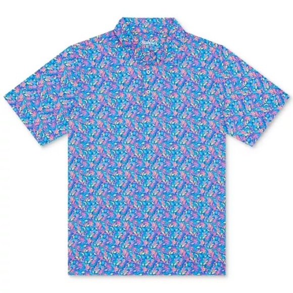 Men's The Spade Tailored Fit Short Sleeve Printed Performance Polo Shirt Large - Picture 1 of 7